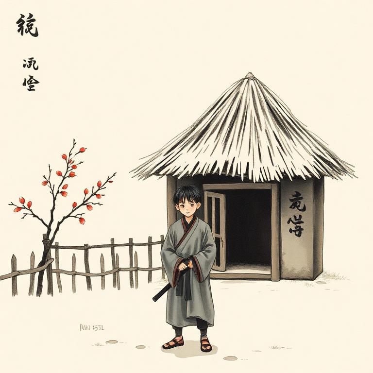 白丁段位形象与茅草屋